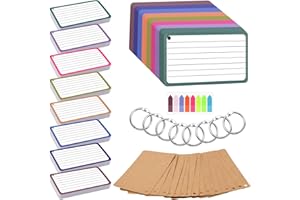 Agoer Revision Cards Coloured,400pcs Index Cards,3 x 5 in Punched Lined Flash Cards with Rings,Sticky Tabs and Kraft Papers,8 Colours Heavy Note Cards Set for Revision,Presentation,Teacher,Student