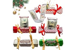 FYKTIK 4Pcs Christmas Money Box Cash Gift Pull, Christmas Money Crackers, Surprise Christmas Money Gift Boxes for Kids Adult Presents, Money Wallets Candy Box Pull out Cash, Money Pull Candy Box for Party