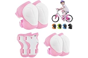 VFFNFF Juego de Protecciones Skate Niño 6 Piezas Conjuntos de Patinaje Set Infantiles Rodilleras con Muñequeras y Coderas Protecciones Niño para Bicicleta Patinaje Ciclismo Monopatín Deportes Extremos