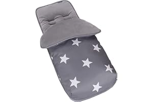 My Babiie Footmuff, Fleece Lined Cosytoes, Universal Fitting for Pushchair, Stroller, Buggy & Pram, Dual Layer, Showerproof, Accessory for Baby (Grey Stars)