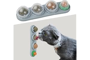 Ziyonix Paquete de 4 bolas de hierba gatera para gatos, juguetes giratorios para lamer gatitos, bolas comestibles de hierba gatera, bola de pared de hierba gatera, juguetes para gatos que juegan a