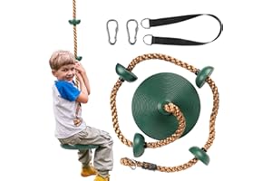 CIOXSOIO Altalena per Bambini da Esterno con Piattaforma, Disco e Trapezio - Gioco da Giardino con Corda per Arrampicata - Altalena Appesa ad Albero - Giochi per Esterni Resistenti e Sicuri Playset Accessori