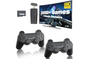 Whatsko Console retrò Game Stick M8 con 2 controller di gioco wireless 20000+ giochi, console di gioco Plug and Play, uscita 4K HD per TV Computer Proiettore (64G)