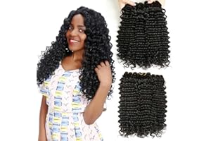 MUABY Deep Wave Bundles Human Hair Meche Bresilienne Tissage Cheveux Naturels Bouclés Courte Tissage Bouclé Naturel Meche Bresilien En Lot Couleur Noire Naturelle Total 300g 8 8 8 Pouce