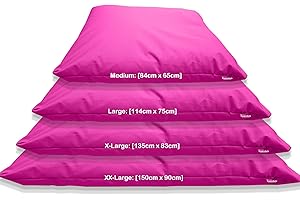 Kosiproducts Beanbag Floor Cushion Pillow indoor outdoor garden Water Resistant 100% soft luxury Polyester Fabric (X-Large [135cm x 83cm], Pink)