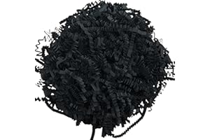 CUIDAKJ 100g Trucioli di Carta Tagliuzzata,Paglia per Animali Domestici la Raffia Imballo lana di legno Essicata da Riempimento e Confezioni Natalizie Pasquali Feste e Cesti Regalo Confezioni (Nero)