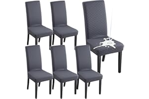 Fuloon Waterproof Chair Covers Dining Room Chair Slipcovers Stretch Seat Covers Universal Chair Covers for Home Decor (Dark Grey, 6 Pieces)