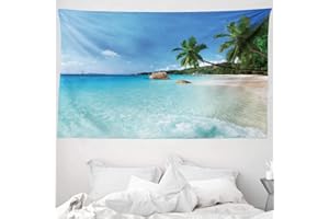 ABAKUHAUS Oceano Arazzo, ANSE Lazio Beach Surf, Tessuto Parete Appeso Decorazione per Camera da Letto, Soggiorno, dormitorio, 230 x 140 cm, Turchese Blu Verde