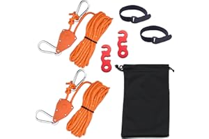 AIXIMA Cuerdas Reflectantes, Paracord 4mm x 4M Cuerda de Nailon de Tienda, Trinquete de Cuerda con Gancho,Tensor Cuerda, para Acampar al Aire Libre Senderismo Toldo (Naranja)