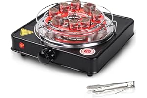 REANICE Allume-charbon électrique noir et noir pour charbon 1000W für Kokosnuss Kohle Coil Herd für Kokosnuss Kohle Kaffee/Tee/Milch- einschließlich Gitter und Zangen