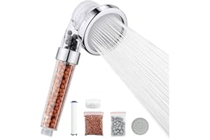 Ibergrif Pommeau de Douche 3 Modes, Haute Pression et Filtration Anticalcaire, Économiseur d'Eau avec Filtre Remplaçable en Coton PP, Douche Puissante et Hygiénique pour Maison, M22025