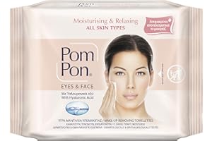 Pom Pon ALL SKIN Gesichts und Augen Make-up Entfernungstücher, mit natürlichen, feuchtigkeitsspendenden und entspannenden Inhaltsstoffen, 20 Stück