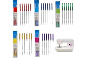 KRENIE 30 Pcs Sewing Machine Needles – Universal Regular Point, 5 Sizes Color-Coded (65/9–110/18), Compatible with Singer, Brother & Most Machines, Essential for All Fabrics & Home Sewing Projects