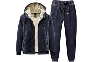 amropi Tuta da Uomo Vello Foderato Cappotto con Cappuccio e Pantaloni Inverno Caldo Jogging Tute