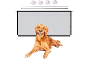 Otherway Porte Magique pour Chien, Barrière Sécurité Chien Chat Enfant, Extensible Haute 22-73cm, De Rétractable Bébés Et Chiens, Escaliers/Portes/Couloirs, Le Noir, S：72*110cm