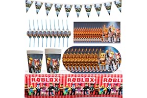 BESTZY Roblox Decorazioni Feste, Stoviglie Feste Set, Stoviglie per Feste di Compleanno, Roblox Forniture per Feste Set per Bambini Feste di Compleanno