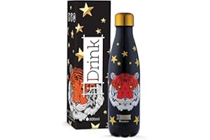 IDRINK I-Drink Botella Térmica Doble Pared 350/500/750/1.000 ML, Decorada (500 ML, Tiger)