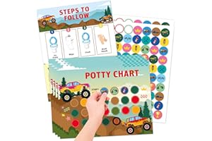 Potty Training Reward Chart, KAMHBE 10 Sheet Potty Training Chart for Toddlers Boys Girls - Car Potty Chart with Stickers Toilet Training Reward Chart Develop Toileting Habit (Car)