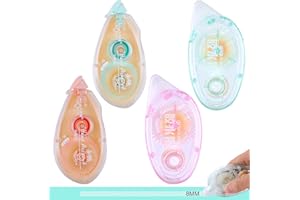 TOPBELIEF 4Pcs Kleberoller Doppelseitiges, 8MMx6M Korrekturband Abroller, 8MMx10M Selbstklebender Kleberoller, Korrekturmaus, Kleberoller Permanent für Scrapbook Fotos Basteln Sammelalbum Schule Büro Rosa Grün