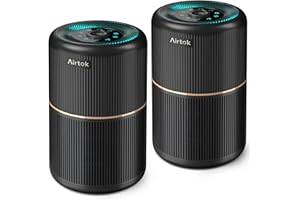 AIRTOK 2PC Purificador de aire de con esponja perfumada, Purificador de aire con filtro hepa que elimina el polvo, olor de mascotas, filtro de aire de 4 etapas|air purifier 3 velocidades|luz nocturna