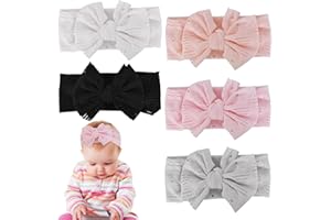 DISNACE 5PCS Baby Girls Headband, Elastica e Morbido Fascia Capelli Bambina, Hair Bows Elastici,Colorato Nylon Headband,Bambina Accessori Fasce per Festival Fotografici Compleanno,Natale（5 couleurs）