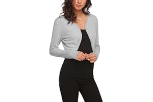 Hotouch Damen Bolero Elegant Bolerojacke Langarm Schulterjacke Kurz schrug Cardigan Festlich Blazer Leichte Strickjacke zum Kleid für Hochzeit