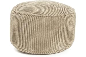 Lumaland Pouf in velluto | Pouf compatto da 50 l 3 in 1: sgabello, tavolino ed elegante poggiapiedi | Ø 25 x 45 cm [beige]