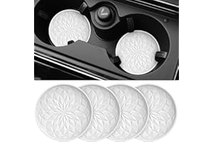 STLIAN Car Coasters for Cup Holders [4 Pack] - 2.75In Silicone Auto Mug Mats - Non-Slip Recessed Car Interior Accessories White