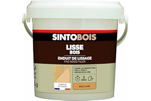 SINTO Enduit de Lissage pour Bois Clair - 1 kg - Élimine les Imperfections - Finition Extra Lisse - Facilite le Ponçage - Sublime Peintures et Laques