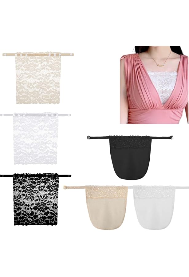 Lot De 3 Cache-décolletés Pour Femme - Clipse Sur Les Bretelles De Soutien-gorge - Dentelle Réglable En Hauteur - Pour Robes Et Hauts Décolletés