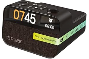 Pure Moment Charge – Alarm Clock Radio with Wireless Charging Pad, DAB+/FM, Bluetooth, Natural Sounds, White Noise & Wake-up Light – Perfect for Bedroom & Office, Black