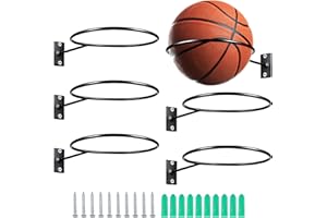 LdawyDE Football Stand, 5 Pcs Football Wall Mount Ball Storage Rack Wall Mounted Metall Ball Stand 14 cm Universal Ball Holders for Wall Storage Display Basketball,Soccer, Football, Volleyball