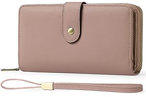 GAEKEAO Ladies Purse RFID Blocking Leather Large Capacit Women's Wallet with Multiple Card Slots and Zipper Pocket