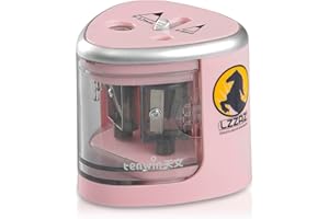LZZAZ® Electric Pencil Sharpener with Battery Operated, Double Hole Heavy Duty Automatic Pencil Sharpeners with Big Container for Schools, Home, Office, Teacher, Artist (Pink)