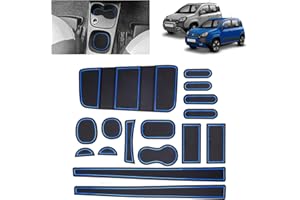 BSTW Compatibile con Fiat Panda Cross Hybrid 4x2 2021-2024 2025 Tappetini Antiscivolo per Fiat Panda Tappetini in Gomma per Console Centrale, Porta Bicchieri, Scanalatura Porta (Blu)