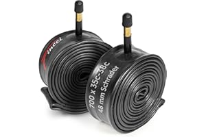 Fincci Bike Inner Tube 700c x 32c x 35c x 38c - Pair of Gravel Inner Tubes 28" inch with 48 mm Presta/Schrader Valve for City, Road, Electric, Hybrid, Folding Bicycle - Pack of 2 accessories