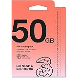 Three Mobile 50GB data pay as you go SIM