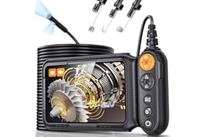 Dual Lens Endoscope Inspection Camera, Hopefox 5'' IPS Screen Inspection Camera with 8+1 LED Lights, 1080P HD Digital Borescope, 16.5FT Flexible Endoscope, IP67 Waterproof Drain camera Gadgets for Men