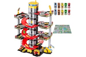 M MOLTO MOLTO | Parking Infantil de 7 Plantas con 10 Coches + Tapiz con Garaje, Rampas, Lavadero, Ascensor, Estación de Servicio y Zona de Engrase | Juguetes Educativos | A Partir de 3 años