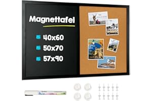 ‎QUEENLINK QUEENLINK Kombitafel mit Magnetische Kreidetafel und Pinnwand Kork 50 x 70 cm Pinnwand Küche Magnettafel Memoboard