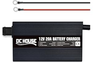 DCHOUSE 20 A 12 V inteligentna automatyczna ładowarka litowo-jonowa LiFePO4, odpowiednia do akumulatorów morskich, motocykli, akumulatorów litowych i głębokich