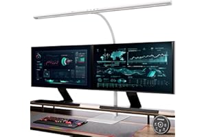 EYOCEAN Lámpara de Escritorio LED con Control Gestual y Control Remoto, Lámpara de Monitor Regulable de 24W 80cm, Lámpara de Luz Diurna para Oficina en Casa, Lámpara de Mesa, Blanco Mate