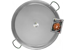 COMBOI - 60 cm Poêle à paella Plat à Paëlla en acier poli, avec recettes et instructions de conservation, fabriquée en Espagne. (60 cm)