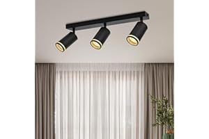 BOYIR Faretti LED Soffitto Nero, Faretti da Parete Interno Orientabili, 3 Moderna Plafoniera GU10, Lampada Soffitto, Faretto led Interno per Corridoio, Cucina, Bagno, Lampadine GU10 non Incluse