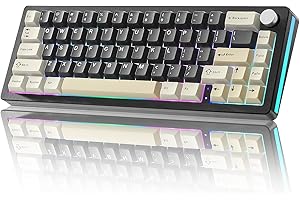 ‎YUNZII YUNZII AL66 Bezprzewodowa klawiatura mechaniczna, 65% pokrętło, aluminiowa klawiatura do gier, Bluetooth, 2,4 g, przewodowa, wymieniane na gorąco, wstępnie nasmarowane przełączniki, zamontowana na