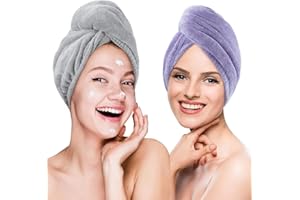 Poyday Microfibre Hair Towel Drying Wrap: 2Pack Head Dry Towel Twist Drying Turban Anti Frizz Long Quick Rapid Absorbent Women Wet Plopping Curly Hair Turban Twisty for Girls