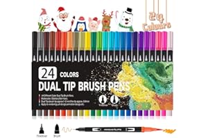 VAKKI Pennarelli a Doppia Punta, Penne da Colorare colori Pennarelli con Punta Fine da 0.4mm e Punta brush per Disegno, Colorare, Calligrafia, Manga, Pittura Belle Arti (24)