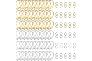 RCIDOS 60 pezzi di chiusura a leva in argento Sterling 925 con 60 anelli di piegatura aperti per set di orecchini fai da te