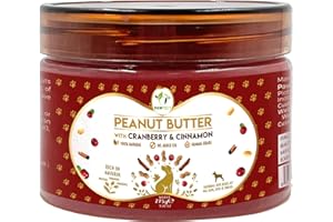 PAWFECT FOOD Pawfect Peanut Butter with Cranberry & Cinnamon for Dogs & Puppies | 100% Natural Peanut Butter | No Added Sugar, Salt, Palm Oil | No Sweeteners, No Xylitol | Healthy Dog Treat | (275g/9.70oz)