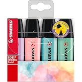 STABILO BOSS ORIGINAL Pastel- Marker İşaretleme Kalemi, 2 mm ve 5 mm U&ccedil;, 4l&uuml; Paket (4 Adet x 1 Paket)